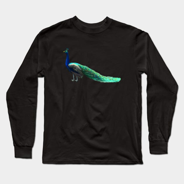 Peacock Long Sleeve T-Shirt by PeggyNovak